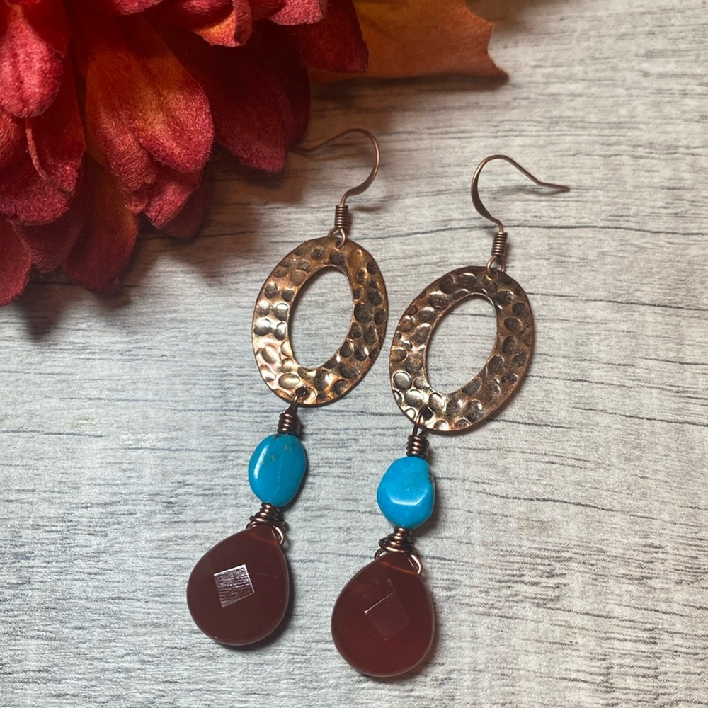 Turquoise and Malaysian Jade Earrings